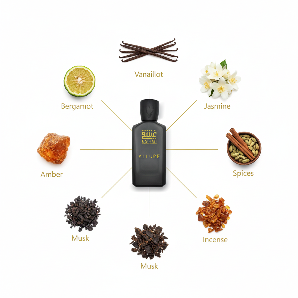 Allure Perfume - Ingredients with Connecting Lines