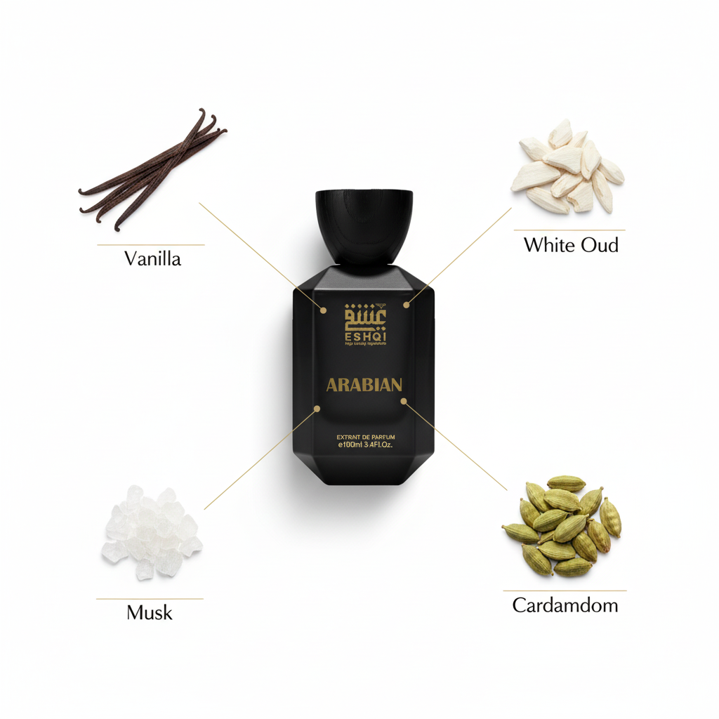 Arabian Perfume - Ingredients with Connecting Lines