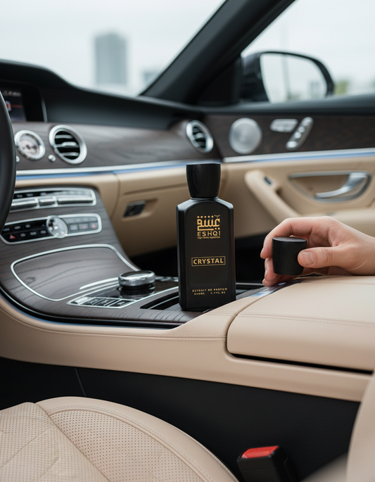 Clear Crystal Perfume in Luxury Car